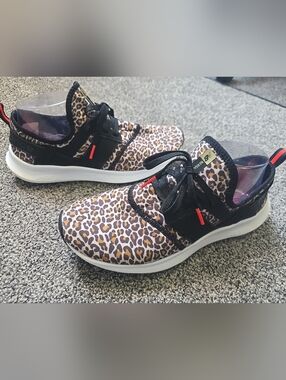 New Balance Women's Leopard Print Athletic Sneakers - Black/White/Gold Accents